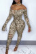 Yellow Fashion Sexy Print Backless Off the Shoulder Skinny Jumpsuits
