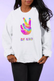 Grey Casual Street Print Split Joint O Neck Tops
