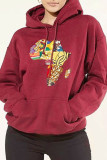 White Fashion Casual Print Basic Hooded Collar Tops