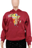 White Fashion Casual Print Basic Hooded Collar Tops