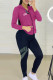 Rose Red Casual Sportswear Print Basic Hooded Collar Long Sleeve Two Pieces