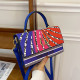 Blue Fashion Street Letter Patchwork Bags