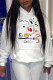 White Fashion Casual Print Basic Hooded Collar Tops