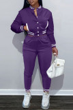 Red Fashion Casual Solid Patchwork Long Sleeve Two Pieces