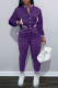 Purple Fashion Casual Solid Patchwork Long Sleeve Two Pieces