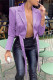 Purple Fashion Casual Solid Patchwork Cardigan Turndown Collar Outerwear