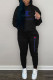 Black Fashion Casual Print Patchwork Hooded Collar Long Sleeve Two Pieces