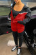 Black Red Fashion Casual Solid Patchwork Hooded Collar Long Sleeve Two Pieces