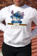 White Casual Street Print Patchwork O Neck Tops