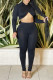 Black Sexy Casual Solid Asymmetrical Half A Turtleneck Long Sleeve Two Pieces