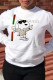 White Fashion Street Character Print Patchwork O Neck Tops