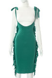 Green Sexy Casual Solid Lace Turtleneck Long Sleeve Two Pieces