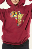 White Fashion Casual Print Basic Hooded Collar Tops