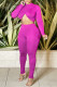 Rose Red Sexy Casual Solid Asymmetrical Half A Turtleneck Long Sleeve Two Pieces