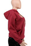 White Fashion Casual Print Basic Hooded Collar Tops