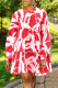 Red Fashion Casual Print Basic O Neck Long Sleeve Dresses