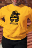 Yellow Casual Street Print Patchwork O Neck Tops