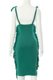 Green Sexy Casual Solid Lace Turtleneck Long Sleeve Two Pieces