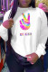 White Casual Street Print Split Joint O Neck Tops