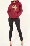 White Fashion Casual Print Basic Hooded Collar Tops