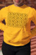 Yellow Casual basis Print Patchwork Letter O Neck Tops