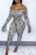 Green Fashion Sexy Print Backless Off the Shoulder Skinny Jumpsuits