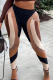 Brown Sexy Print See-through Mesh Skinny Mid Waist Pencil Full Print Bottoms