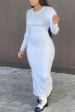 Black Fashion Casual Solid Basic O Neck Long Sleeve Dresses