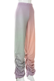 Pink Casual Gradual Change Patchwork Harlan Mid Waist Harlan Full Print Bottoms