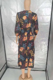 Multicolor Casual Print Bandage Patchwork V Neck Straight Dresses