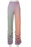 Pink Casual Gradual Change Patchwork Harlan Mid Waist Harlan Full Print Bottoms