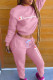 Pink Fashion Casual Print Patchwork Letter O Neck Long Sleeve Two Pieces