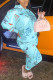 Light Blue Fashion Casual Long Sleeve Hooded Collar Regular Sleeve Regular Print Two Pieces