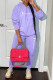 Purple Fashion Sportswear Print Letter Hooded Collar Long Sleeve Two Pieces