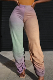 Pink Casual Gradual Change Patchwork Harlan Mid Waist Harlan Full Print Bottoms