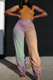 Pink Casual Gradual Change Patchwork Harlan Mid Waist Harlan Full Print Bottoms