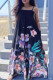 Deep Blue Fashion Casual Print Backless Spaghetti Strap Long Dress Dresses