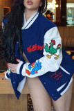 Green Fashion Casual Patchwork Embroidered Outerwear