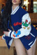 Royal Blue Fashion Casual Patchwork Embroidered Outerwear