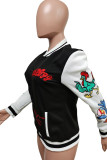 Green Fashion Casual Patchwork Embroidered Outerwear