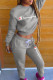 Grey Fashion Casual Print Patchwork Letter O Neck Long Sleeve Two Pieces