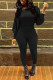 Black Casual Solid Patchwork Oblique Collar Long Sleeve Two Pieces