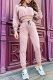 Pink Fashion Casual Solid Patchwork Zipper Collar Long Sleeve Two Pieces