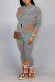 Pink Casual Letter Printing O Neck Long Sleeve Two Pieces