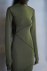 Green Sexy Solid Patchwork Half A Turtleneck Pencil Skirt Dresses