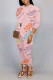 Pink Casual Letter Printing O Neck Long Sleeve Two Pieces