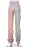 Pink Casual Gradual Change Patchwork Harlan Mid Waist Harlan Full Print Bottoms