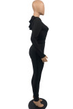 Yellow Casual Solid Patchwork Zipper Hooded Collar Regular Jumpsuits