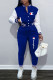 Blue Fashion Casual Print Patchwork Letter O Neck Long Sleeve Two Pieces
