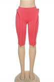 Red Fashion Casual Solid Basic Skinny High Waist Pants